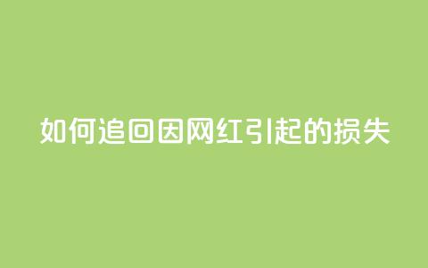 如何追回因网红引起的损失 第1张 如何追回因网红引起的损失 第1张