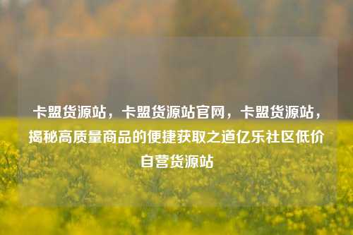 卡盟货源站，卡盟货源站官网，卡盟货源站	，揭秘高质量商品的便捷获取之道亿乐社区低价自营货源站  第1张